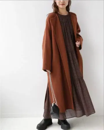 울 나일론 리버 노카라 코트