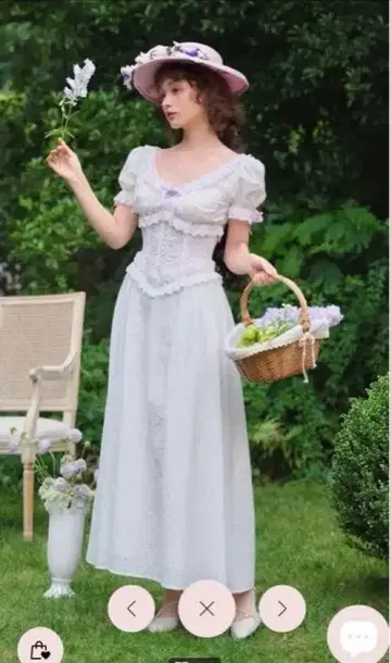 Lacemade 레이스 메이드, 플라워 자수 포함 화이트 롱 원피스