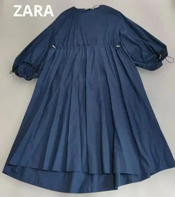 ZARA 네이비 카슈쿨 원피스 드로스트 A라인 루즈핏 긴팔