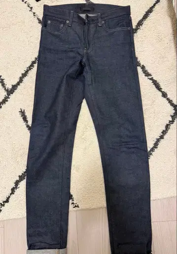 슬림핏 청바지/셀비지 다크 블루 슬림핏 데님 팬츠