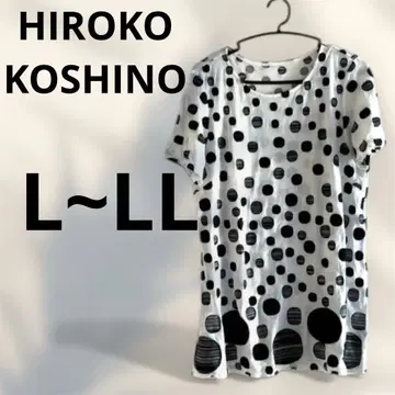 [ 히로코코시노 ] 도트 무늬 L LL XL 빅 사이즈 도트 화이트 튜닉
