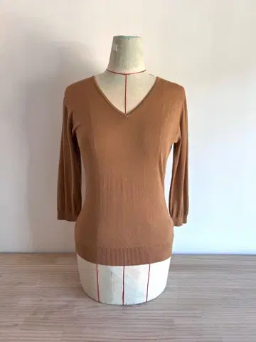 존스메들리/상의/니트/S/7부 소매/티셔츠/코튼/브라운