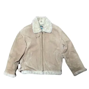 베이지 스웨이드 자켓 퍼 안감 무스탕