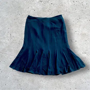 빈티지 머메이드 플레어 스커트 블랙 미디 기장