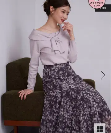 오프숄더 리본 니트 그레이지 프로포션 바디 드레싱