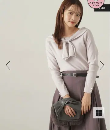 오프숄더 리본 니트 그레이지 프로포션 바디 드레싱