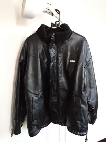 블랙 인조 가죽 가죽 자켓 담요 자켓 리버서블 2way