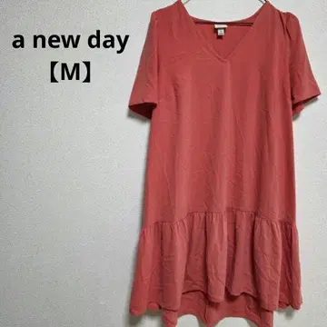 a new day [ M ] V넥 프릴 밑단 튜닉 살몬 핑크