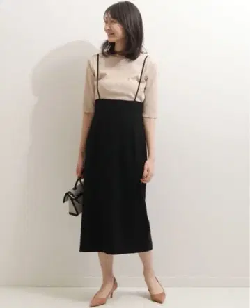 NOBLE 숄더 스트랩 살로펫 스커트 블랙 38 노블