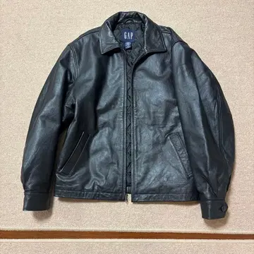 GAP 천연 가죽 싱글 라이더 자켓 블랙
