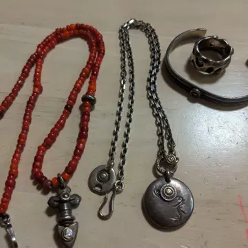 아루쟝 목걸이 뱅글 반지 액세서리 세트 4점