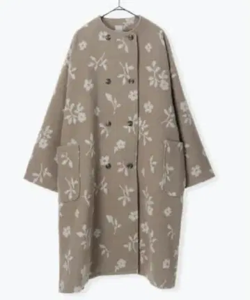 새상품 TSUHARU 꽃무늬 자카드 W 버튼 코트