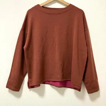 그랑마마도터 니트 울 혼방 브라운 루즈핏 배색