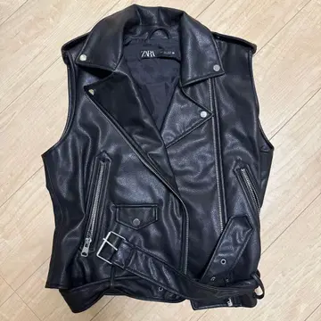 [ 새상품급 ] ZARA 블랙 가죽 베스트 L