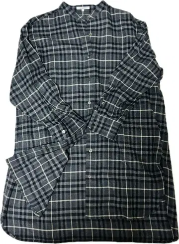 23구 플란넬 셔츠 밴드 카라 튜닉 체크 사이즈 44