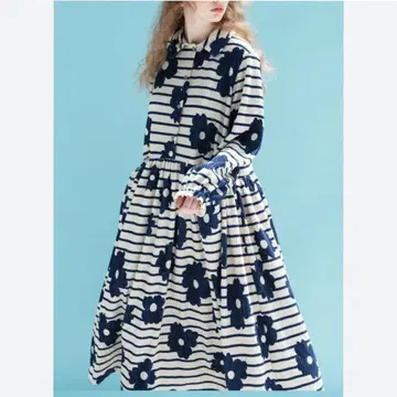 새상품급 imakokoni girl 꽃무늬 카라 부착 롱 원피스 코듀로이