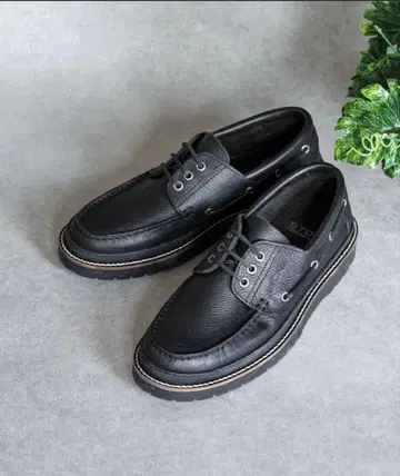 블랙 가죽 캐주얼 슈즈