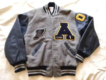 USA제 가죽 소매 가죽 풀 데코 바시티 자켓 Ripon Size 44