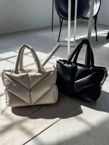 GlamLips 퀼팅 가죽 토트백