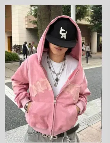 GLFS 핑크 후드 부착 후드티 XL