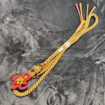 꽃 모티브 허리띠 골드 컬러 빨간색
