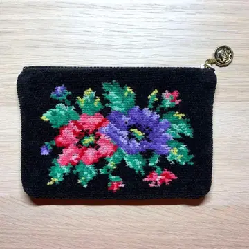 페이러 파우치 꽃 블랙