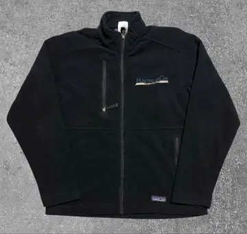 파타고니아 플리스 자켓 풀 집업 기업 로고 자수 빈티지 블랙