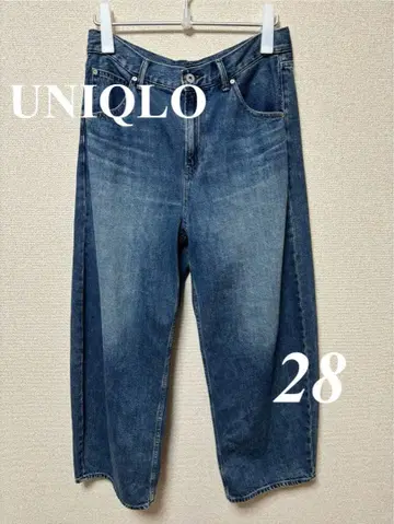 [ UNIQLO ] 새상품급 배기 커브 진 기장 짧음 28 블루