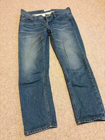 trois 트로아 블루 스트레이트 청바지 워시 가공