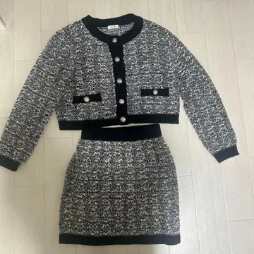 INGNI 트위드 니트 가디건 스커트 셋업