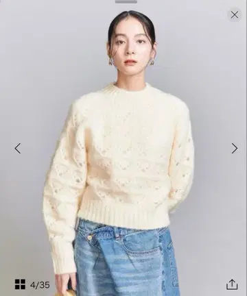 BEAUTY&YOUTH 시스루 니트 크루넥 풀오버