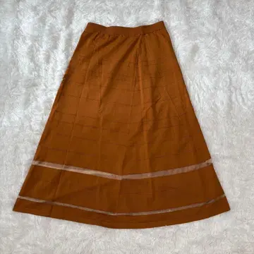 INDIVI 롱 스커트 M 플레어 스트레치 오렌지 월드 플레어