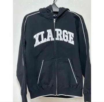 XLARGE 블랙 후드 부착 지퍼 후드티 S 사이즈