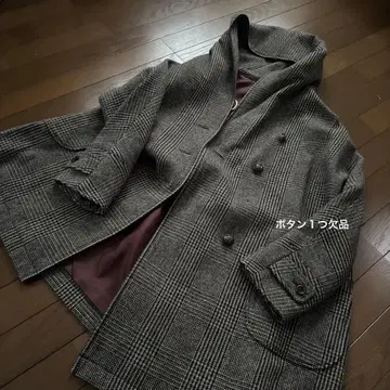 미사용에 가까운 아두이트리스테스 롱 코트 글렌체크풍 울 혼방
