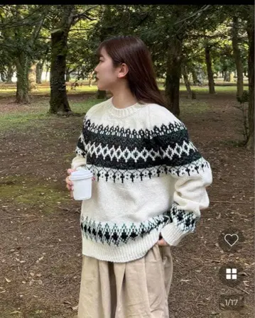자카드 라운드 니트 nugu