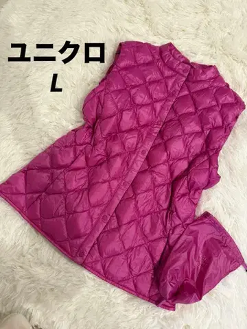 유니클로 L 퍼플 퀼팅 슬리브리스 다운 베스트