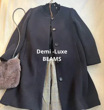 데밀크 빔즈 노카라 코트 울 일본제 네이비 M 심플