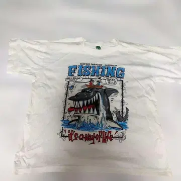 TEEZ 빈티지 낚시 T셔츠 M 사이즈 화이트