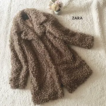 자라 ZARA 푸들 재킷 L 보아 코트 브라운 복슬복슬