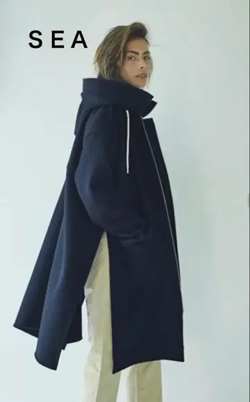 SEA VINTAGE 울 오버코트 후드