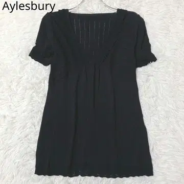 앨리스버리 반팔 티셔츠 V넥 프릴 고급 블랙 L