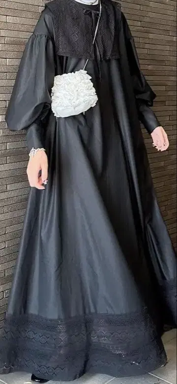 perna 레이스 탈착식 옷깃 롱 원피스 M