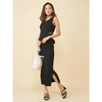 [미사용 새상품] ROYAL PARTY 허리 레이스 슬리브리스 원피스