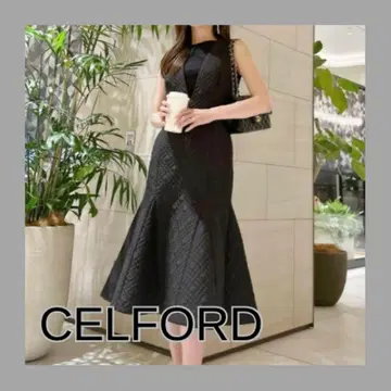 [ 새상품급 ] CELFORD 퀼팅 점퍼 드레스 원피스 32 블랙