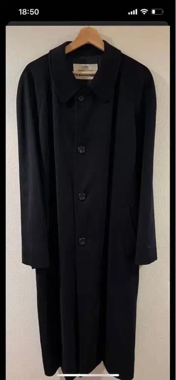 네이비 스텐카라 코트 울 혼방