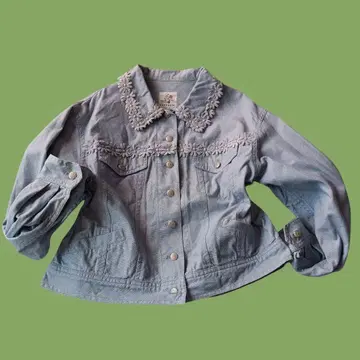 레스트로즈 데님 자켓 플라워 레이스 y2k 한국 크롭 구제 의류