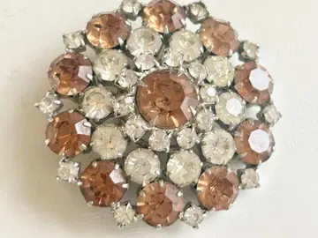 골동품 미사용 화려한 클리어 브라운 계열 반짝이는 아름다운 빈티지 브로치