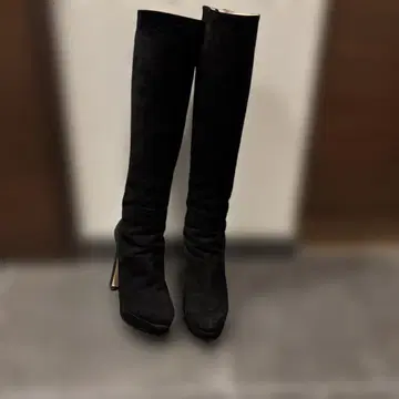 지미추 블랙 스웨이드 롱 부츠