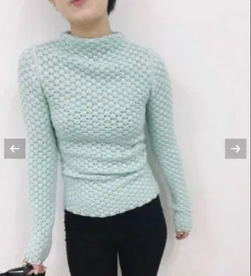 미사용 edit for Lulu 울 크로셰 터틀 니트 민트