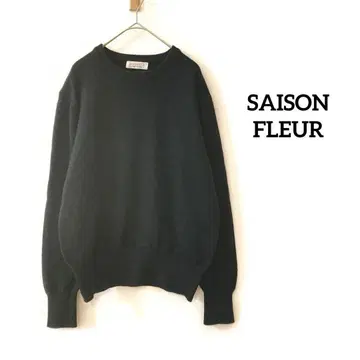 SAISON FLEUR 크루넥 니트 캐시미어 100% 블랙 L
